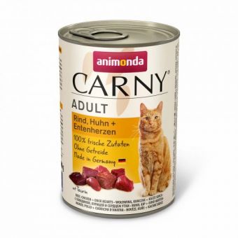 Влажный корм Animonda Carny для взрослых кошек, с говядиной, курицей и утиными сердцами, 400 г