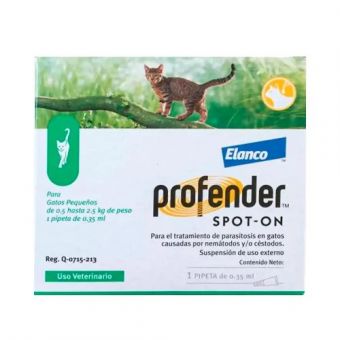 Капли на холке Bayer Elanco Profender для кошек от 0,5 до 2,5 кг антигельминтик 2 пипетки