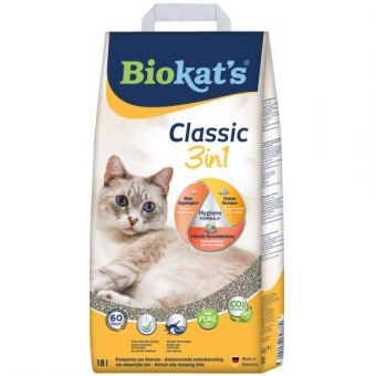 Наполнитель Biokats Classic 3in1 для кошачьего туалета, бентонитовый, 18 л