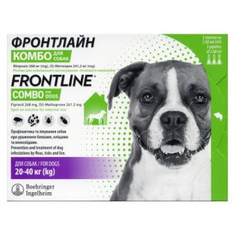 Капли на холке Boehringer Ingelheim Frontline Combo для собак от 20 до 40 кг 3 пипетки