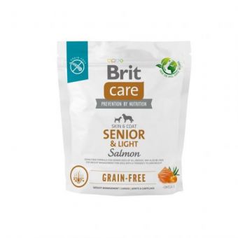 Сухой корм Brit Care Dog Grain-free Senior & Light для стареющих собак, беззерновой с лососем, 1 кг