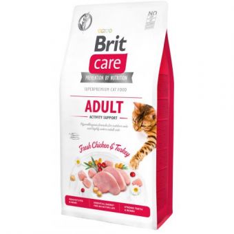 Сухой корм Brit Care Cat GF Adult Activity Support для кошек, живущих на улице, индейка и курица, 7 кг