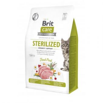 Сухой корм Brit Care Cat by Nutrition Sterilized Immunity Support для стерилизованных кошек, со свининой, 400 г