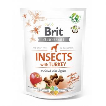 Лакомства для собак Brit Care Dog Crunchy Cracker Insects для поддержания веса, насекомые, индейка и яблоко, 200 г