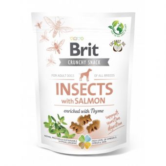 Лакомства для собак Brit Care Dog Crunchy Cracker Insects для чувствительного пищеварения, насекомые, лосось и тимьян, 200 г