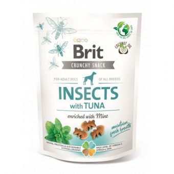 Лакомства для собак Brit Care Dog Crunchy Cracker Insects для свежести дыхания насекомые, тунец и мята, 200 г