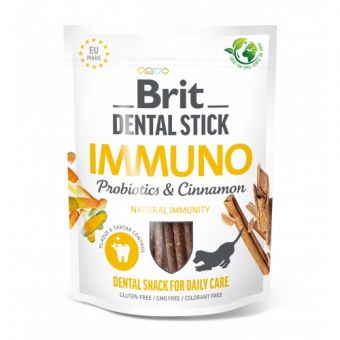 Лакомства для собак Brit Dental Stick Immuno для крепкого иммунитета, пробиотики и корица, 7 шт, 251 г