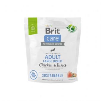 Сухой корм Brit Care Dog Sustainable Adult Large Breed для собак больших пород, с курицей и насекомыми, 1 кг