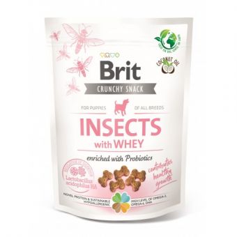 Лакомства для щенков Brit Care Dog Crunchy Cracker Puppy Insects для роста, насекомые, сыворотка и пробиотики, 200 г