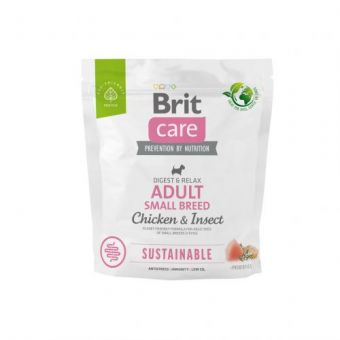 Сухой корм Brit Care Dog Sustainable Adult Small Breed для собак малых пород, с курицей и насекомыми, 1 кг