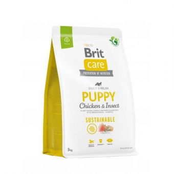 Сухой корм Brit Care Dog Sustainable Puppy для щенков, с курицей и насекомыми, 3 кг