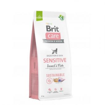 Сухой корм Brit Care Dog Sustainable Sensitive для собак с чувствительным пищеварением, с рыбой и насекомыми, 12 кг