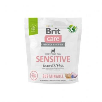 Сухой корм Brit Care Dog Sustainable Sensitive для собак с чувствительным пищеварением, с рыбой и насекомыми, 1 кг