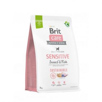 Сухой корм Brit Care Dog Sustainable Sensitive для собак с чувствительным пищеварением, с рыбой и насекомыми, 3 кг