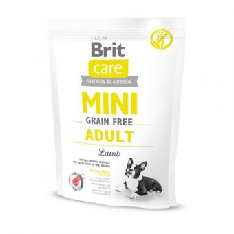 Сухой корм Brit Care GF Mini для взрослых собак миниатюрных пород, с ягненком, 400 г