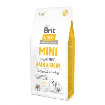 Сухой корм Brit Care GF Mini Hair & Skin для собак миниатюрных пород, для кожи и шерсти, с лососем и селедкой, 7 кг