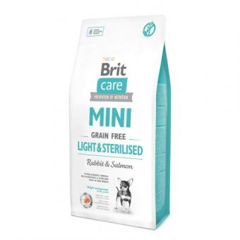 Сухой корм Brit Care GF Mini Light & Sterilised для взрослых собак мелких пород с лишним или стерилизованным весом, с кроликом и лососем, 7 кг