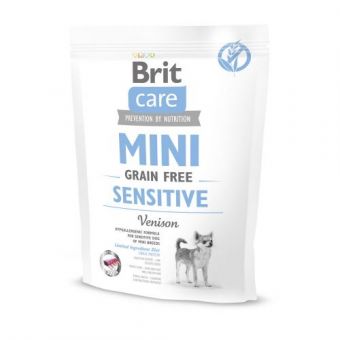 Сухой корм Brit Care GF Mini Sensitive для собак миниатюрных пород с чувствительным пищеварением, с олениной, 400 г