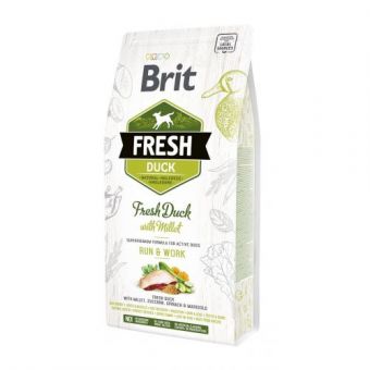 Сухой корм Brit Fresh для взрослых активных собак, с уткой и пшеном, 2,5 кг