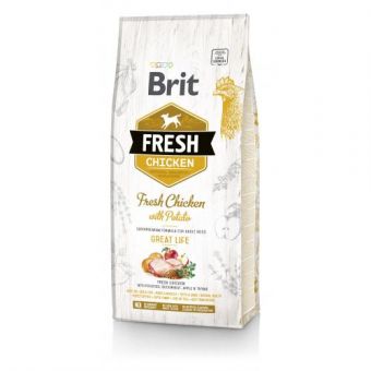 Сухой корм Brit Fresh для взрослых собак всех пород, с курицей и картофелем, 12 кг