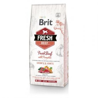 Сухой корм Brit Fresh для щенков и молодых собак больших пород, с говядиной и тыквой, 12 кг