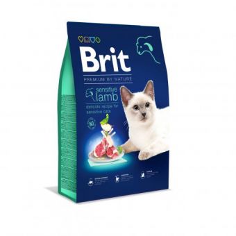Сухой корм Brit Premium Cat by Nature Sensitive для кошек с чувствительным пищеварением, с ягненком, 8 кг