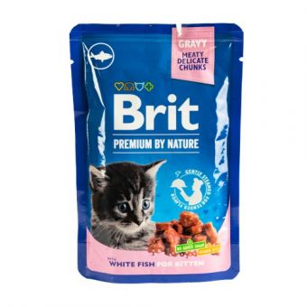 Влажный корм Brit Premium Cat pouch для котят, белая рыба, 100 г