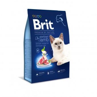 Сухой корм Brit Premium Cat Nature Sterilized Lamb для стерилизованных кошек, с ягненком, 8 кг
