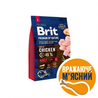 Сухой корм Brit Premium Dog Adult L для взрослых собак больших пород, с курицей, 3 кг