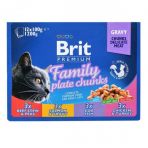 Набор влажных кормов Brit Premium Cat Pouch «Семейная тарелка» для кошек, ассорти из 4 вкусов, 12 шт х 100 г