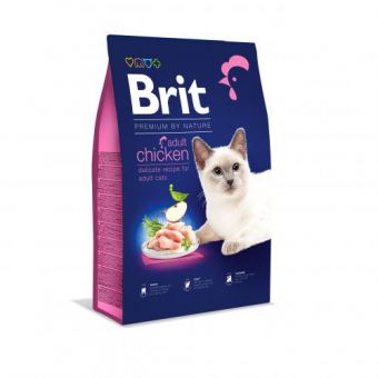 Сухой корм Brit Premium Cat by Nature Adult Chicken для кошек, с курицей, 8 кг