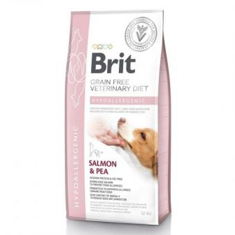 Сухой корм Brit GF VetDiet Dog Hypoallergenic для собак, при пищевой аллергии, с лососем, горохом и гречкой, 12 кг