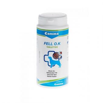 Витамины Canina Fell O.K. для собак, для шерсти, суточная потребность в биотине, 250 г (125 табл)