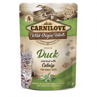 Влажный корм Carnilove cat pouch для кошек, с уткой и кошачьей мятой, 85 г