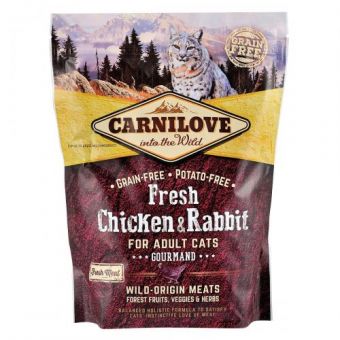 Сухой корм Carnilove Fresh Chicken & Rabbit для взрослых кошек, курица и кролик, 400 г