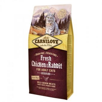 Сухой корм Carnilove Fresh Chicken & Rabbit для взрослых кошек, курица и кролик, 6 кг