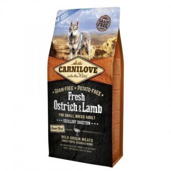 Сухой корм Carnilove Fresh Ostrich & Lamb для взрослых собак мелких пород, ягненок и страус, 6 кг
