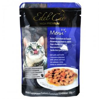 Влажный корм Edel Cat для кошек, с лососем и форелью в соусе, 100 г