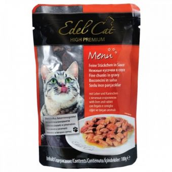 Корм влажный Edel для кошек печень и кролик в соусе пауч 100 г