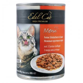 Влажный корм Edel Cat для кошек, три вида птицы, 400 г