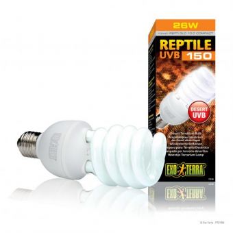 Лампа террариумная Exo Terra Repti GLO 10.0 для пустынных рептилий, люминесцентная, ультрафиолетовая, 26 W, E27 (для облучения)