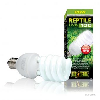 Лампа террариумная Exo Terra Repti GLO 5.0 для тропических рептилий, ультрафиолетовая, люминесцентная, 26 W, E27 (для облучения)