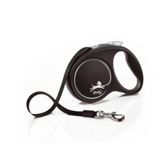 Рулетка Flexi Black Design для собак, лента, размер M, 5 м (черная)