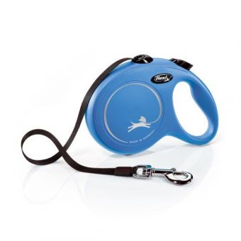 Поводок-рулетка Flexi New Classic для собак, с лентой, размер L 5 м / 50 кг (синяя)