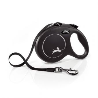 Поводок-рулетка Flexi New Classic для собак, с лентой, размер L 5 м / 50 кг (чёрная)