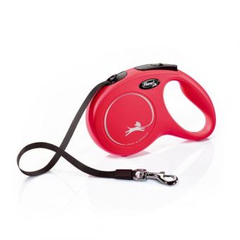 Поводок-рулетка Flexi New Classic для собак, с лентой, размер M 5 м / 25 кг (красная)