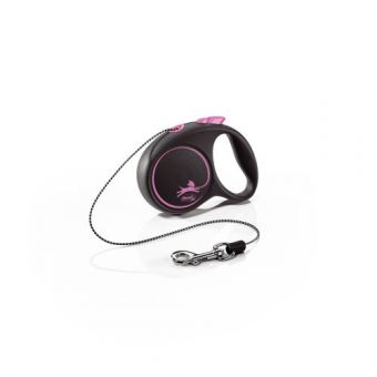 Рулетка Flexi Black Design для собак, трос, размер XS, 3 м (розовая)