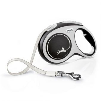 Рулетка Flexi New Comfort для собак, лента, размер L, 5 м (черная)