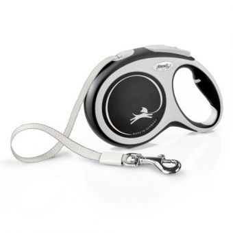 Рулетка Flexi New Comfort для собак, лента, размер L, 8 м (черная)