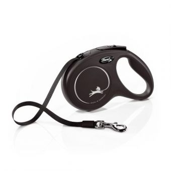 Поводок-рулетка Flexi New Classic для собак, с лентой, размер M 5 м / 25 кг (чёрная)